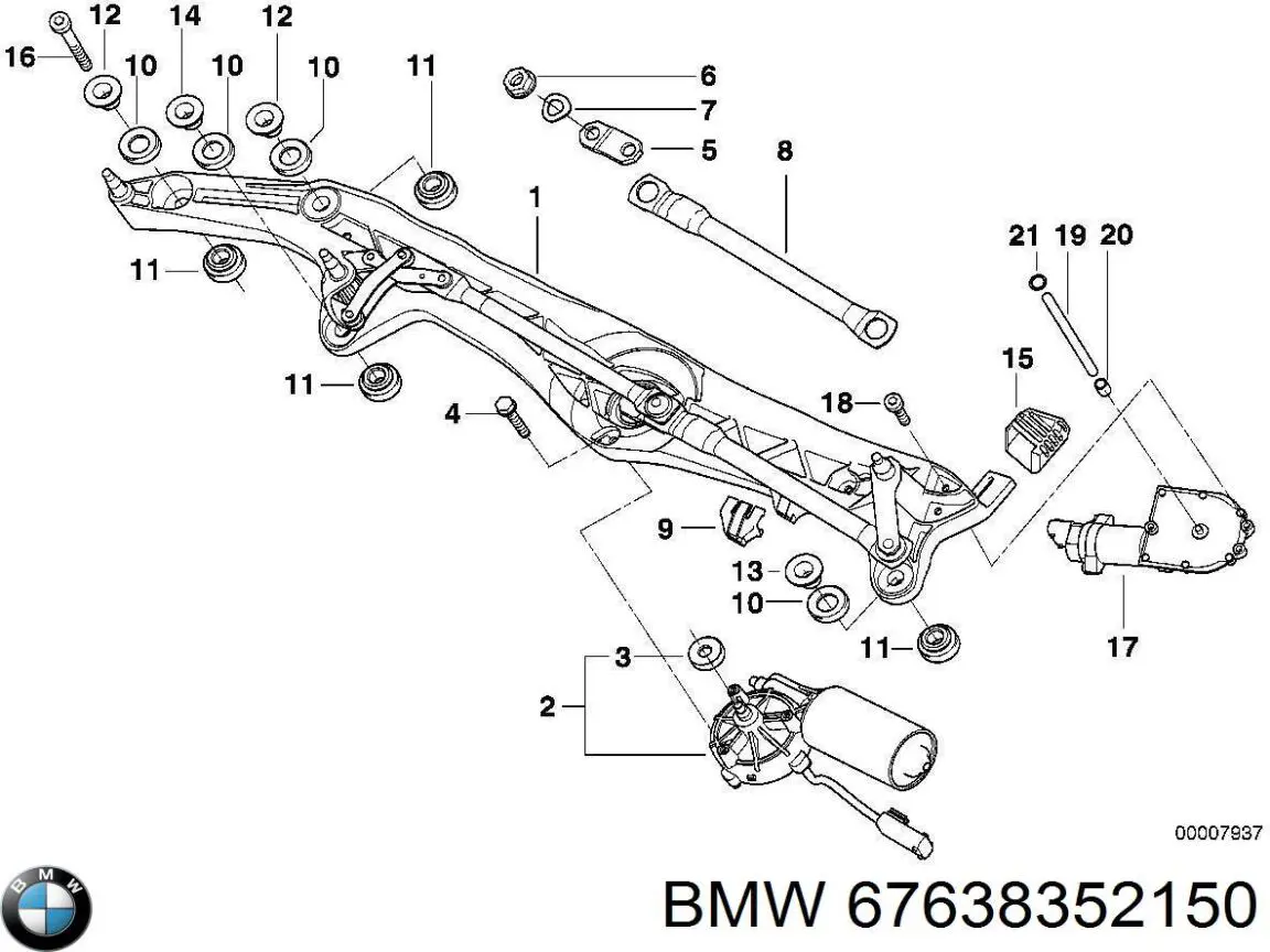 Motor de limpador pára-brisas do pára-brisas BMW 7  E38