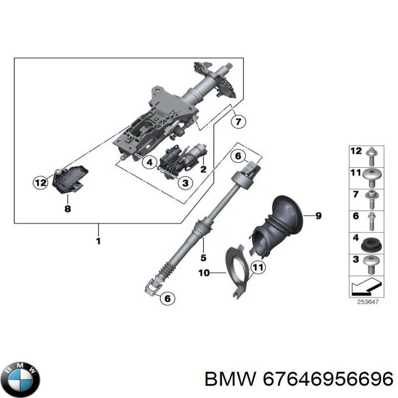67646956696 BMW Motor de movimento da coluna de direção (de regulação de comprimento)