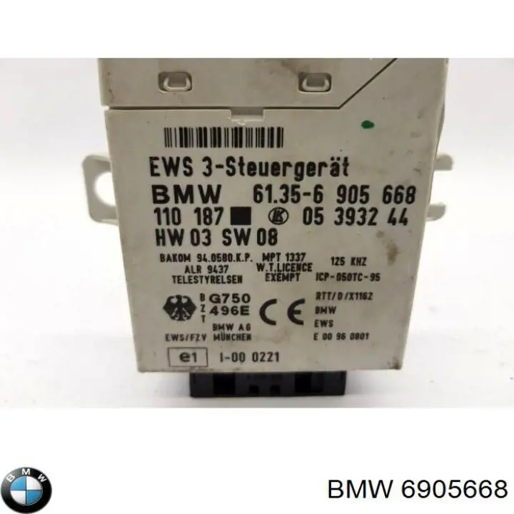 6905668 BMW Módulo de direção (Centralina eletrônica) de imobilizador