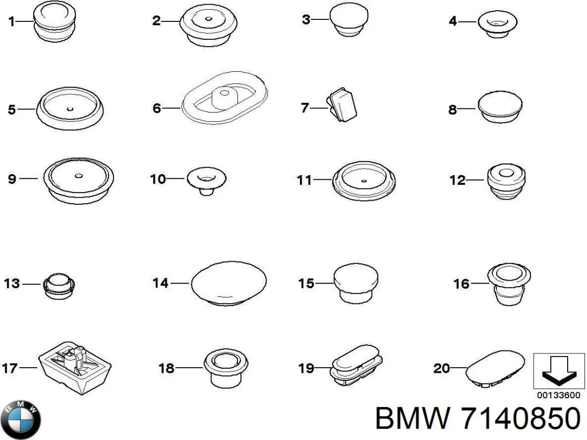 7140850 BMW Tampão de fundo de carroçaria