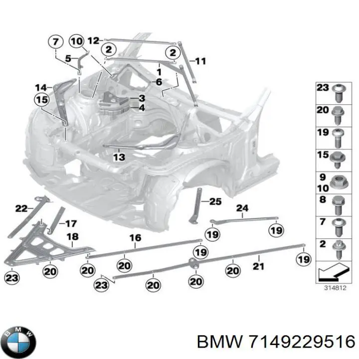 07149229516 BMW Parafuso de fixação de braço oscilante dianteiro, inferior