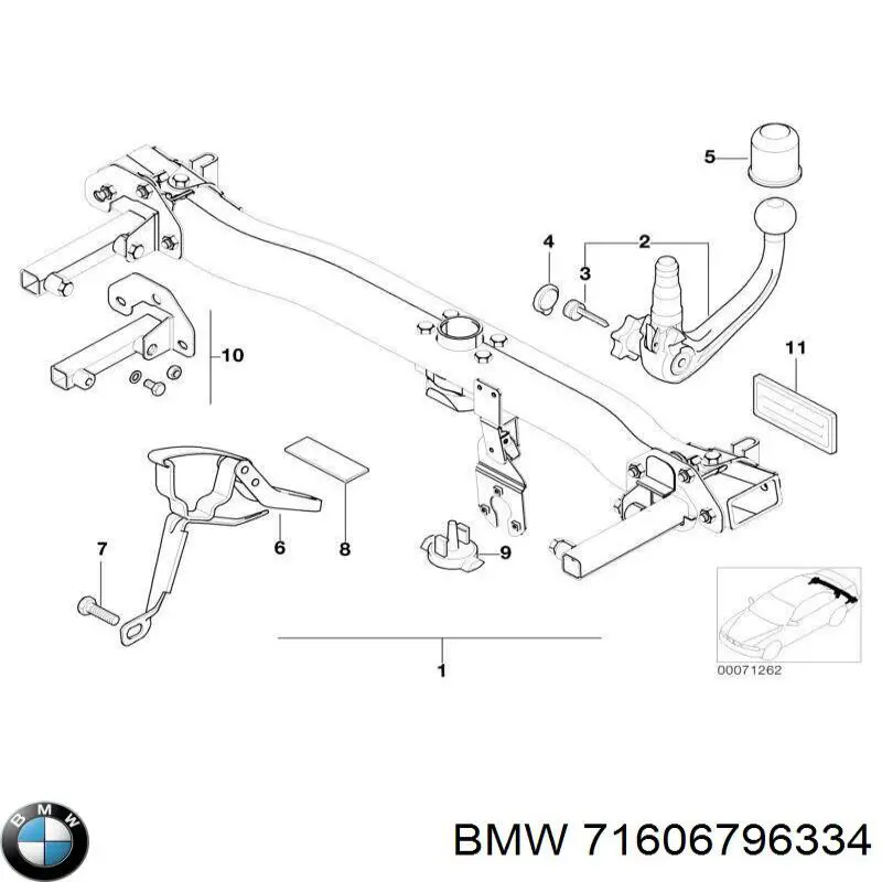 71606796334 BMW Gancho de reboque (esfera) de dispositivo de reboque