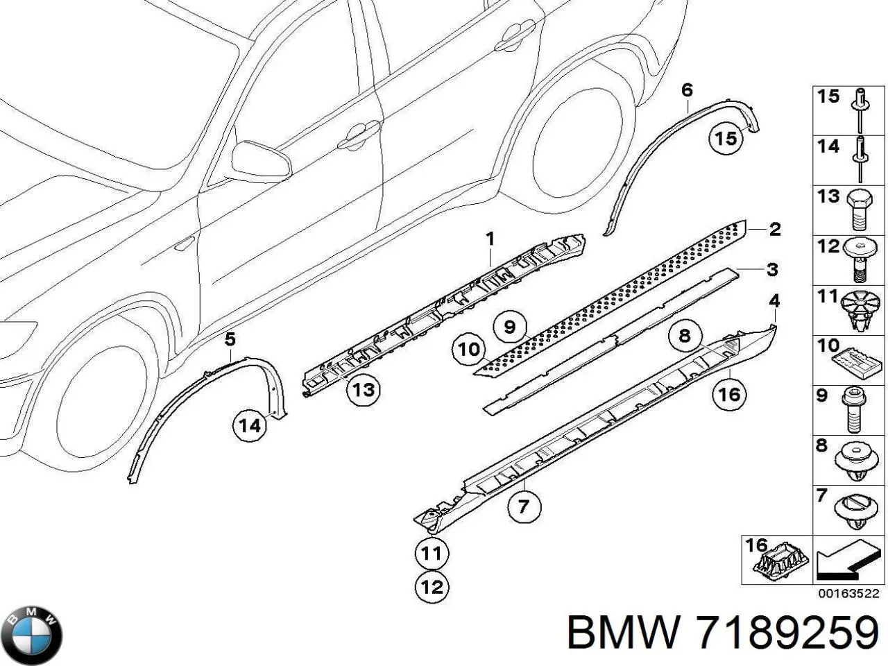 7189259 BMW Coxim do macaco inferior (suporte de plataforma elevatória)