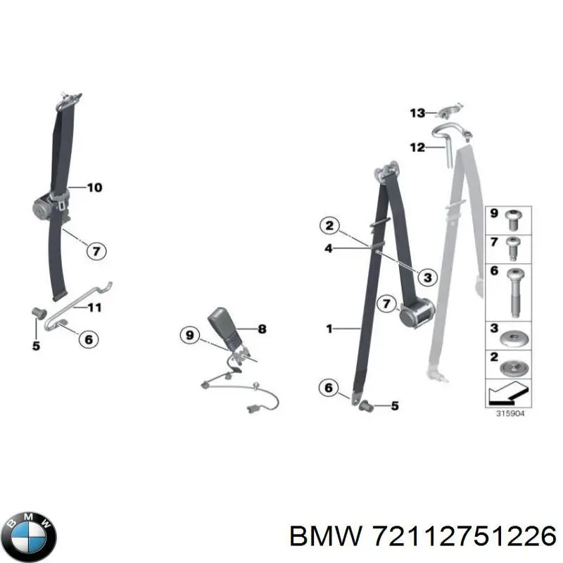 72112751226 BMW Correia de segurança dianteira direita