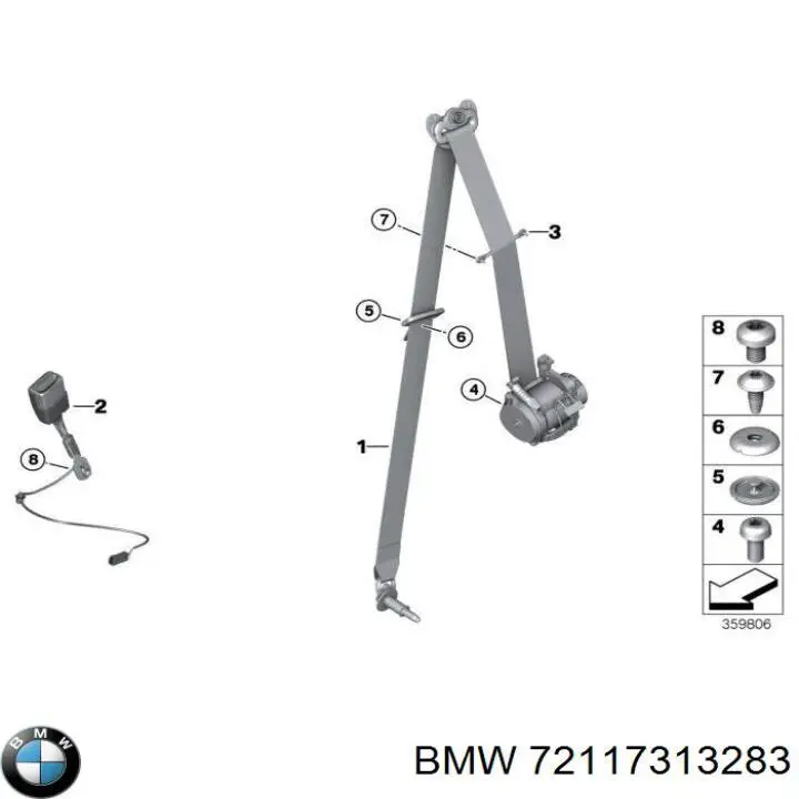 72117313283 BMW Correia de segurança dianteira esquerda