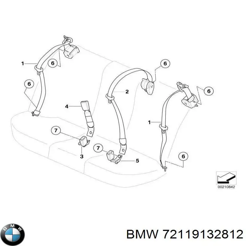 72119132812 BMW Correia de segurança traseira