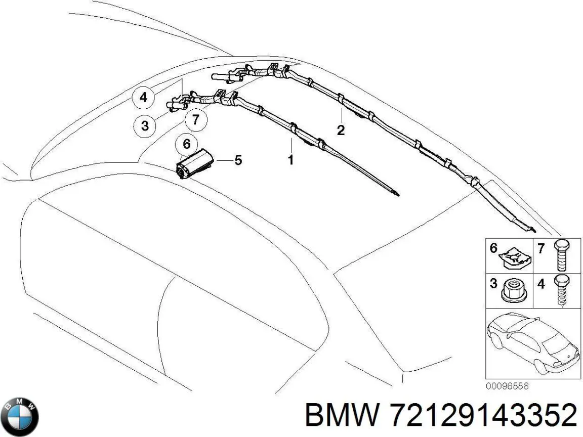 72129143352 BMW Cinto de segurança (AIRBAG) de estore lateral direito
