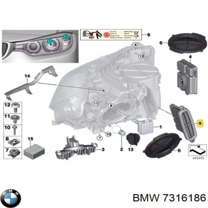 Unidade de controlo de iluminação 7316186 BMW