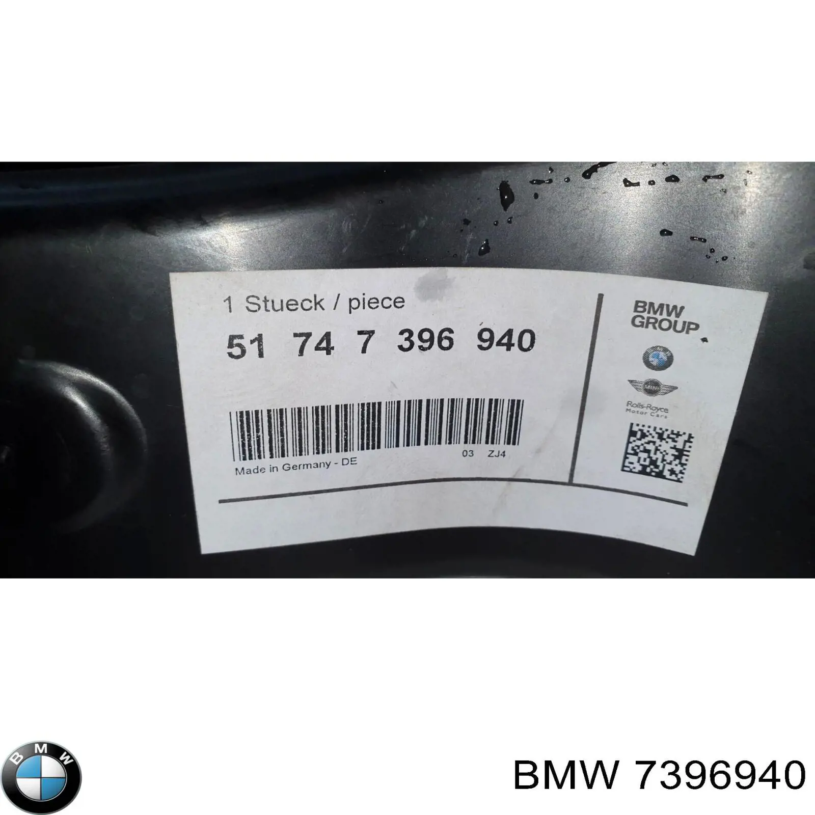 Conduto de ar do freio de disco direito 7396940 BMW