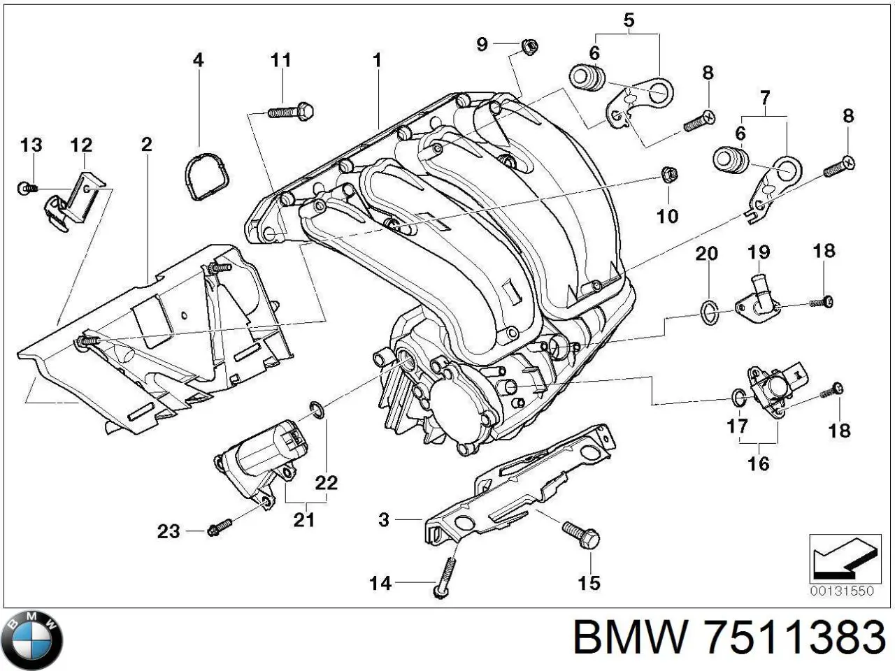 Compre 7511383 BMW Regulador de mudança do comprimento de tubo coletor de admissão