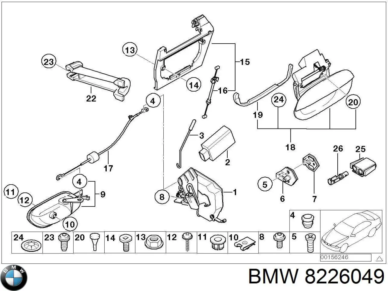Compre 8226049 BMW Maçaneta interna dianteira/traseira da porta esquerda