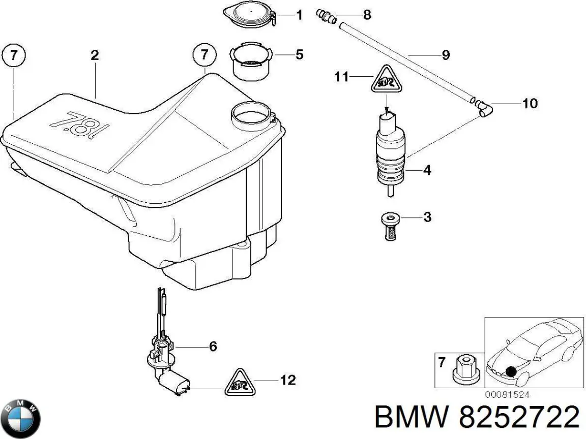 Tanque de fluido para lavador de vidro BMW X5  E53