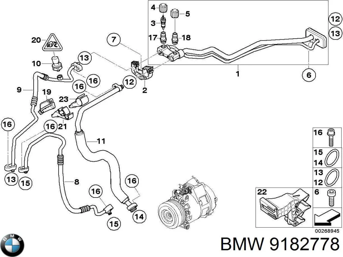 Mangueira de aparelho de ar condicionado, desde o vaporizador traseiro até o compressor BMW 9182778 preço, a partir de 131,32 USD
