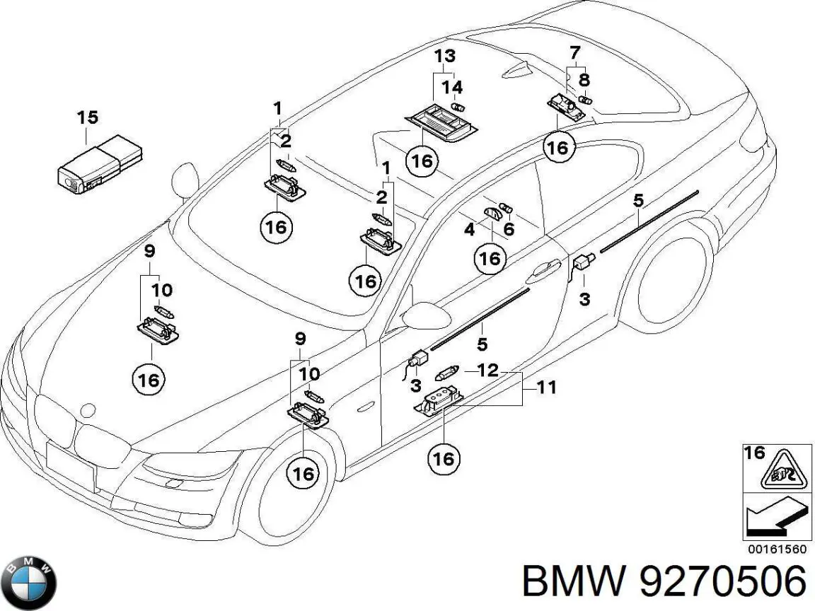 Compre 9270506 BMW Quebra-luz da luz de fundo da seção de bagagem