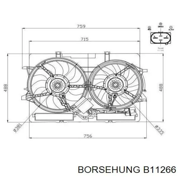 Ventilador elétrico de esfriamento montado (motor + roda de aletas) esquerdo Borsehung B11266 preço, a partir de 190,69 USD