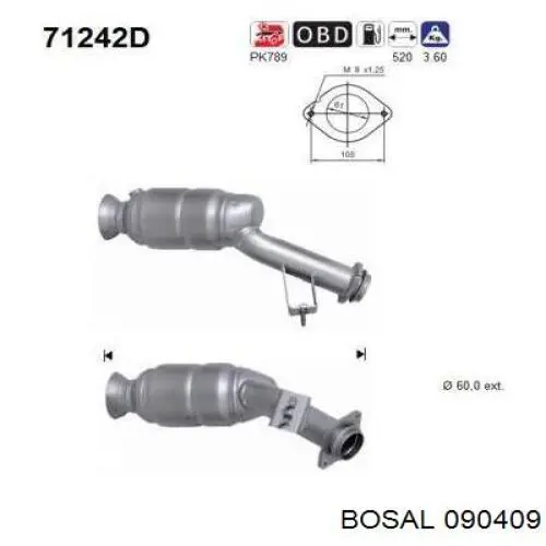 Compre 090409 Bosal Convertidor - catalisador