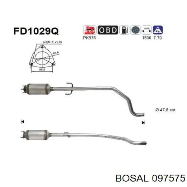 Filtro de partículas do sistema dos gases de escape 55562912 Opel