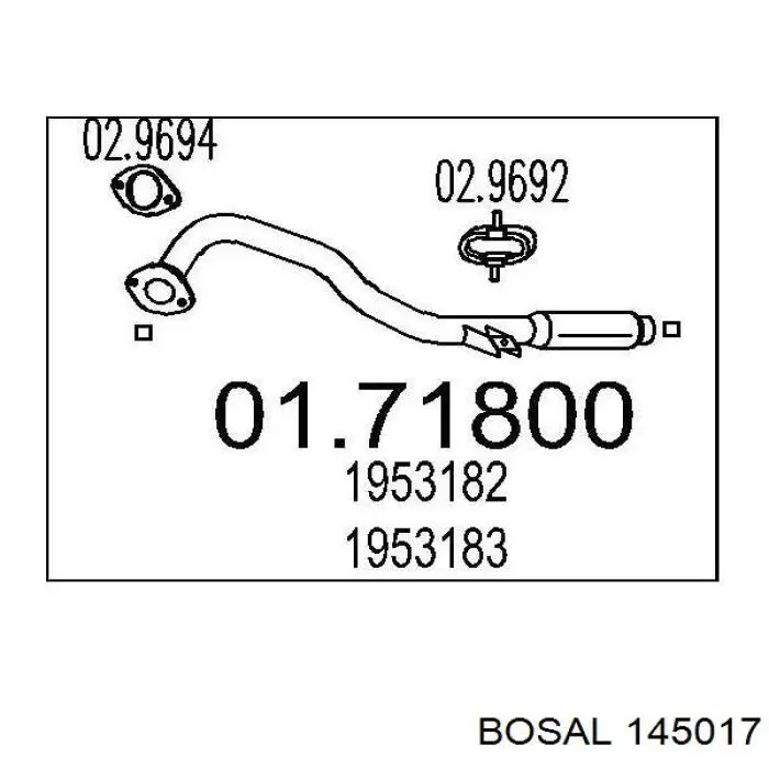 Silenciador, parte traseira Bosal 145017 preço, a partir de 75,07 USD