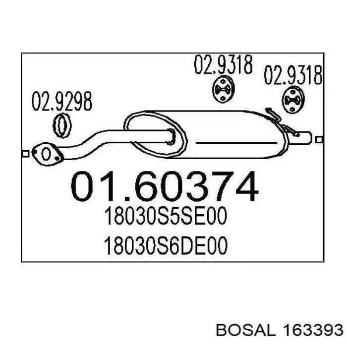 Compre 163393 Bosal Silenciador, parte traseira