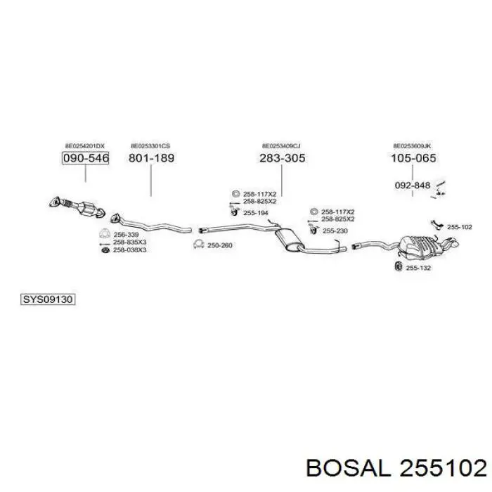 Compre 255102 Bosal Consola de coxim traseiro do silenciador