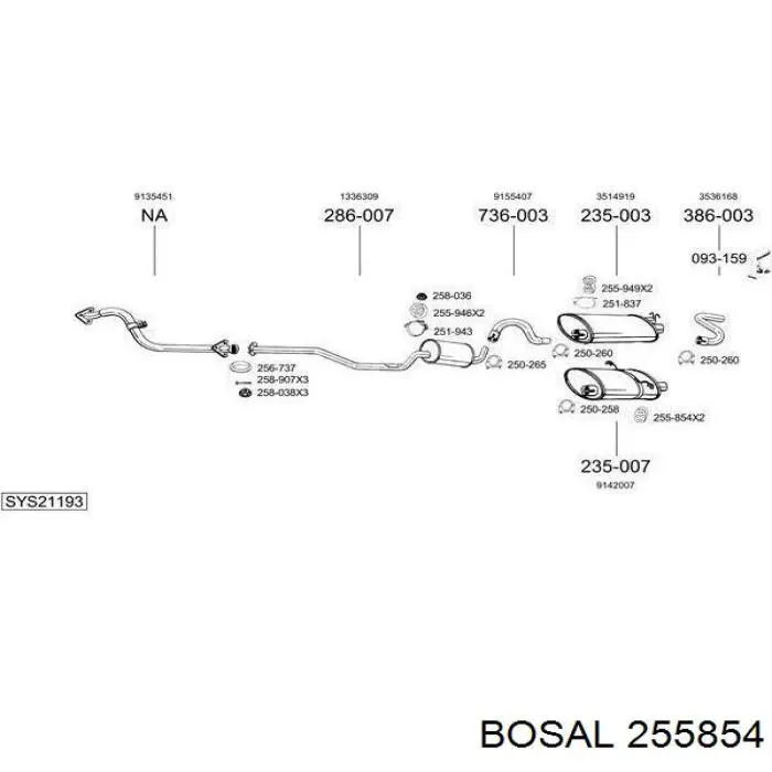 Compre 255854 Bosal Coxim de fixação do silenciador
