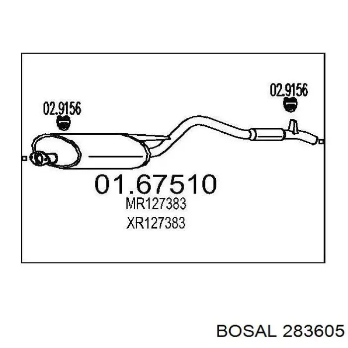 Compre 283605 Bosal Silenciador, parte central