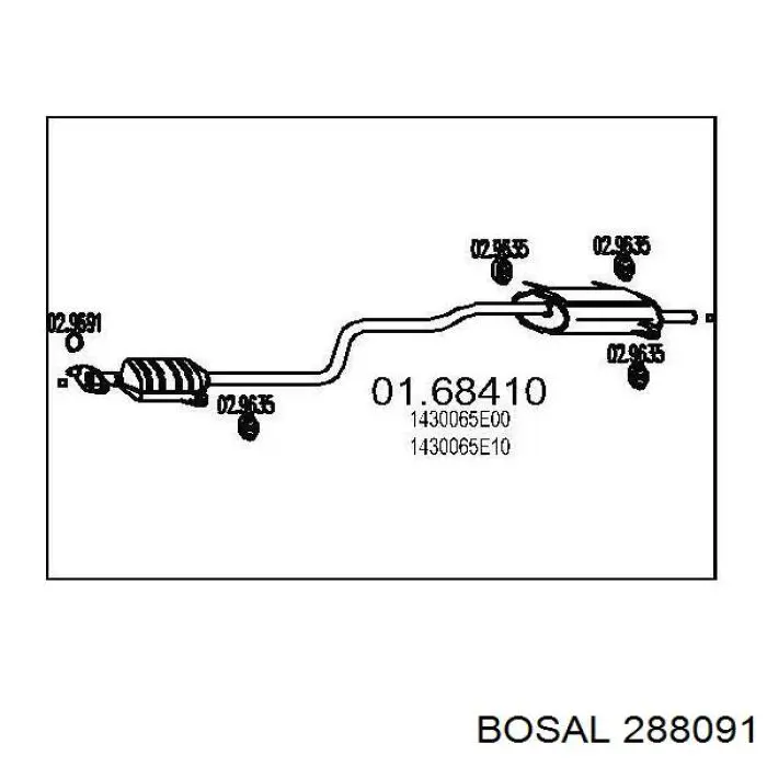 Compre 288091 Bosal Silenciador, parte central e traseira