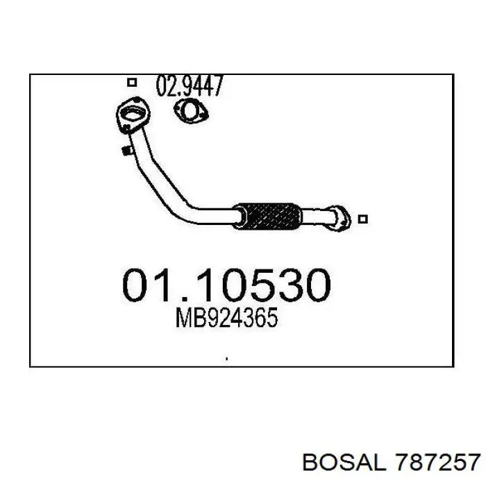 Tubo de admissão dianteiro (calças) do silenciador Bosal 787257 preço, a partir de 92,33 USD