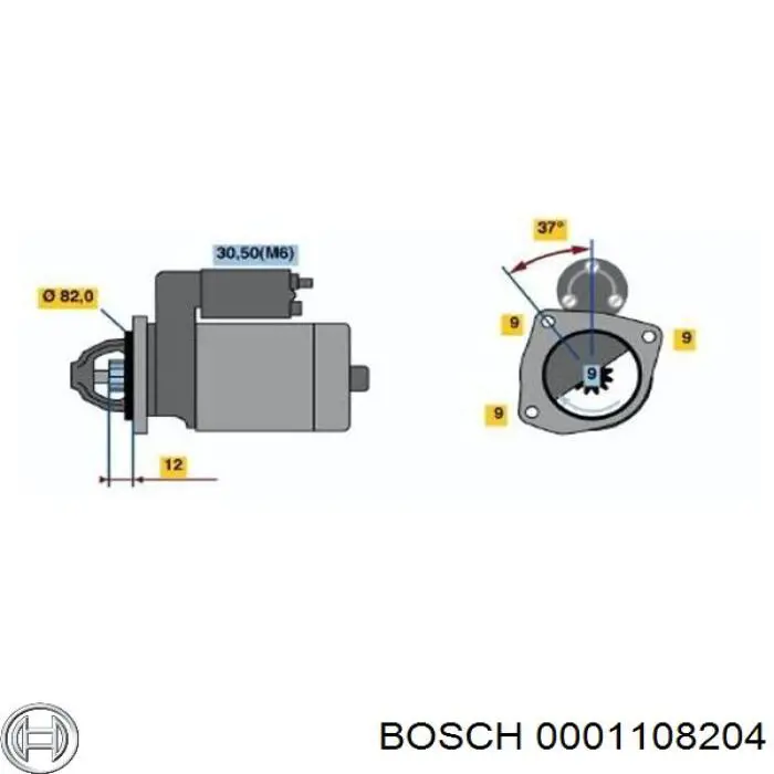 Motor de arranco 0001108204 Bosch