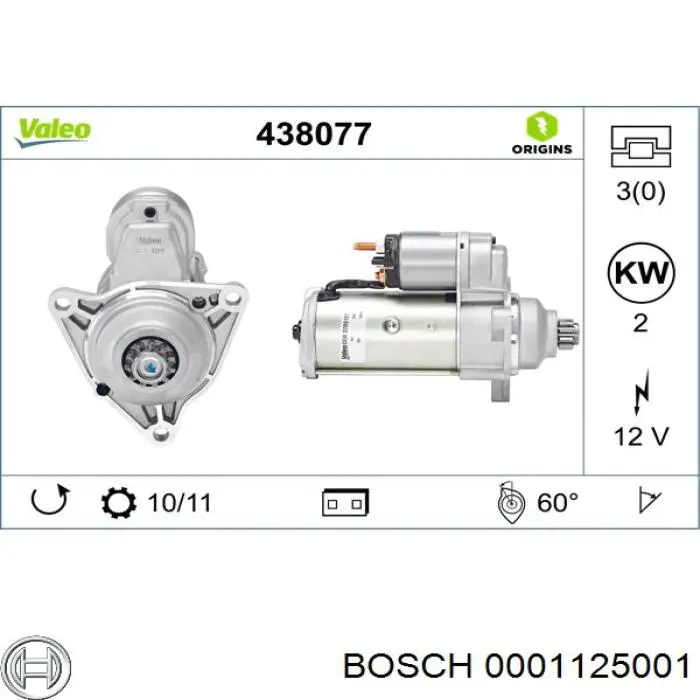 Motor de arranco Bosch 0001125001