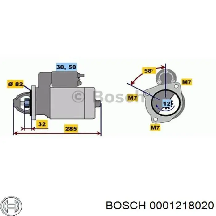 Motor de arranco 0001218020 Bosch