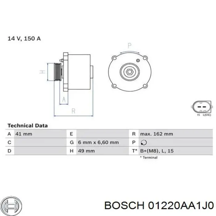 01220AA1J0 Bosch Gerador