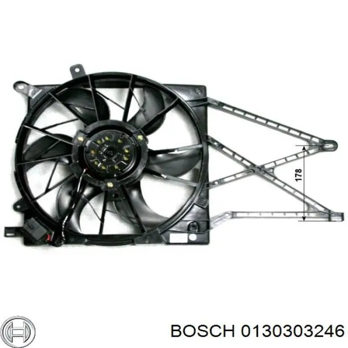 Compre 0130303246 Bosch Difusor do radiador de esfriamento, montado com motor e roda de aletas