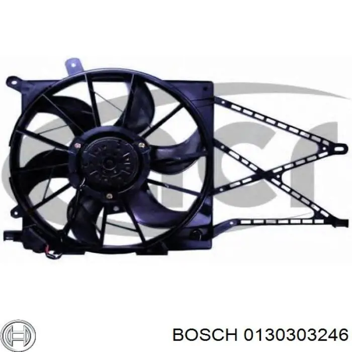 0130303246 Bosch Difusor do radiador de esfriamento, montado com motor e roda de aletas