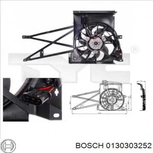 Ventilador elétrico de esfriamento montado (motor + roda de aletas) Bosch 0130303252 preço, a partir de 209,79 USD