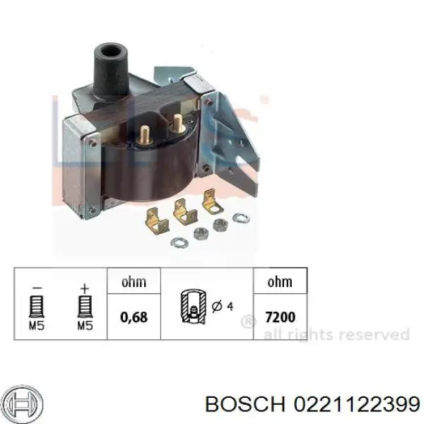 Bobina de ignição 0221122399 Bosch