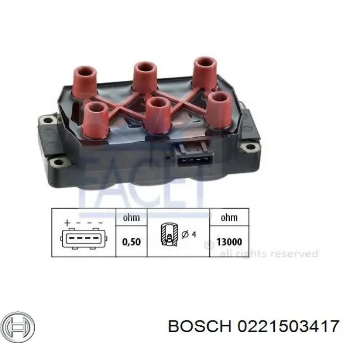 Bobina de ignição 0221503417 Bosch