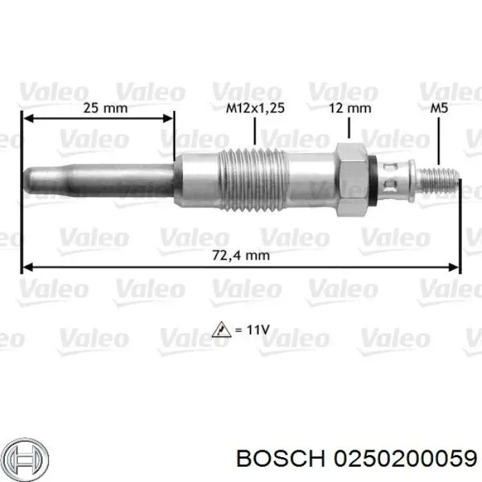 Vela de incandescência 0250200059 Bosch
