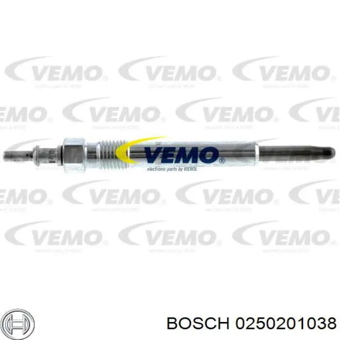 Vela de incandescência Bosch 0250201038 preço, a partir de 19,21 USD