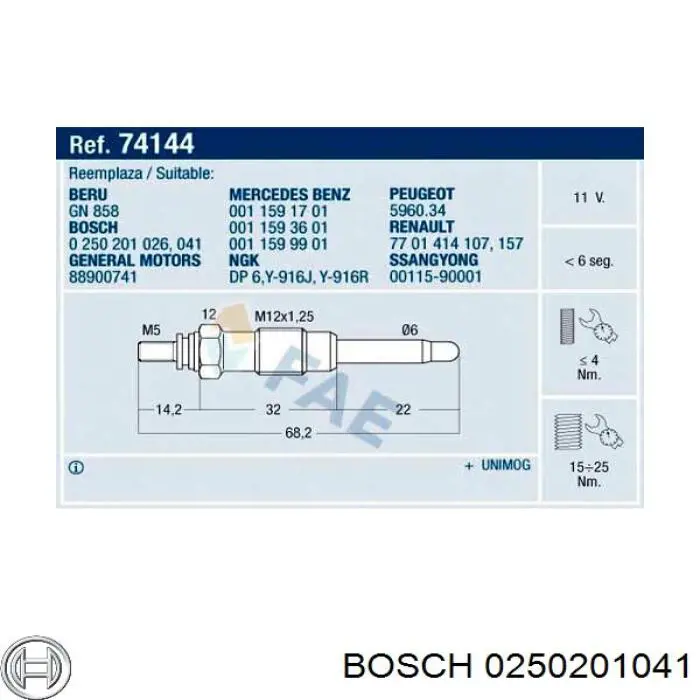 Compre 0250201041 Bosch Vela de incandescência