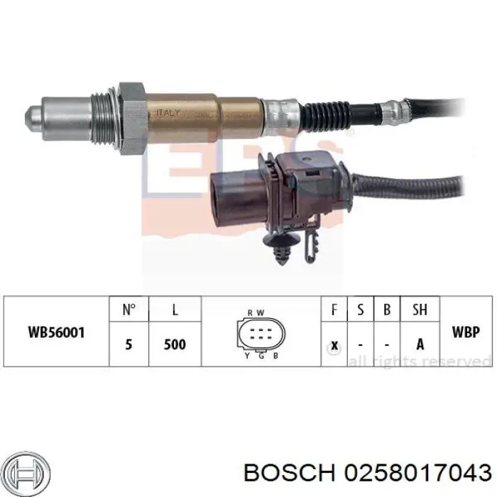 Compre 0258017043 Bosch Sonda lambda, sensor direito de oxigênio até o catalisador