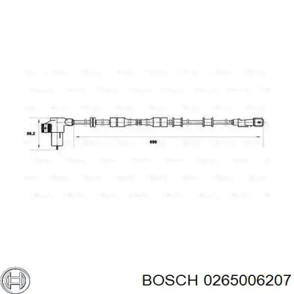 Sensor dianteiro de ABS 0265006207 Bosch