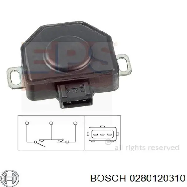 Sensor de posição da válvula de borboleta (potenciômetro) Bosch 0280120310 preço, a partir de 66,68 USD
