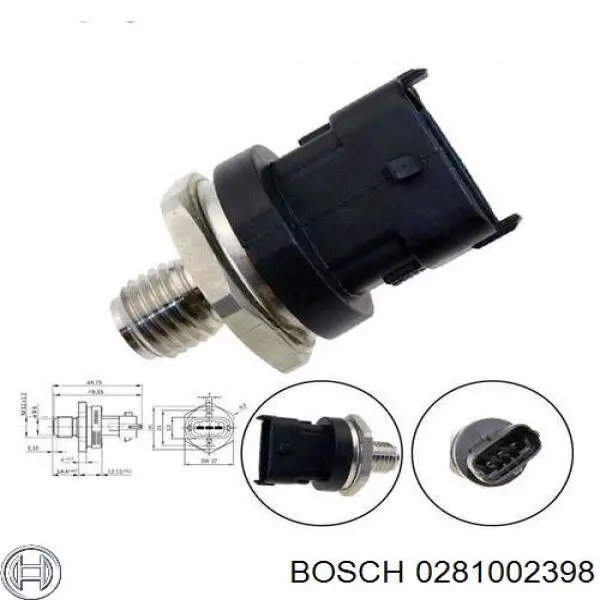 Compre 0281002398 Bosch Sensor de pressão de combustível