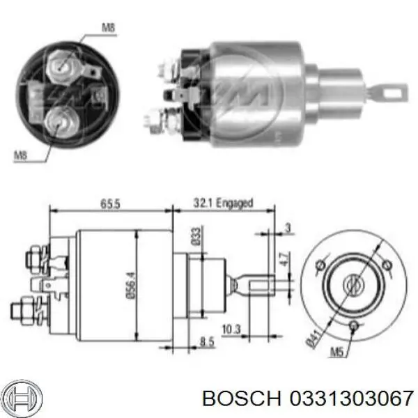 0331303067 Bosch Relê retrator do motor de arranco