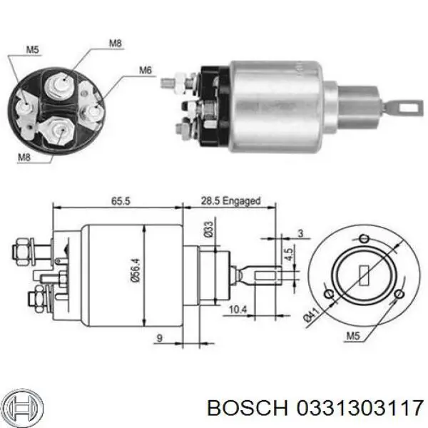 Relê retrator do motor de arranco 0331303117 Bosch