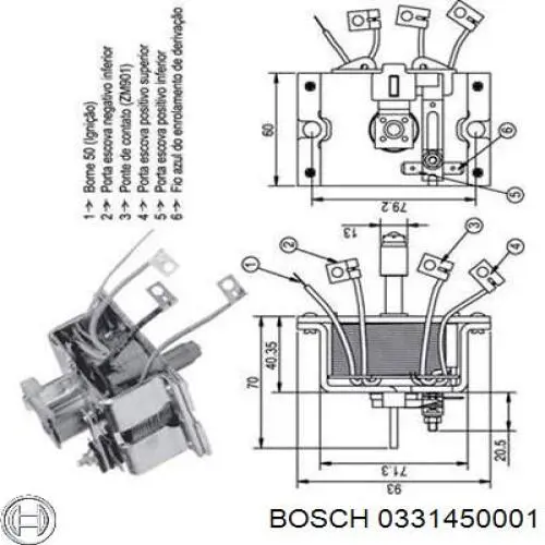 Compre 0331450001 Bosch Relê retrator do motor de arranco