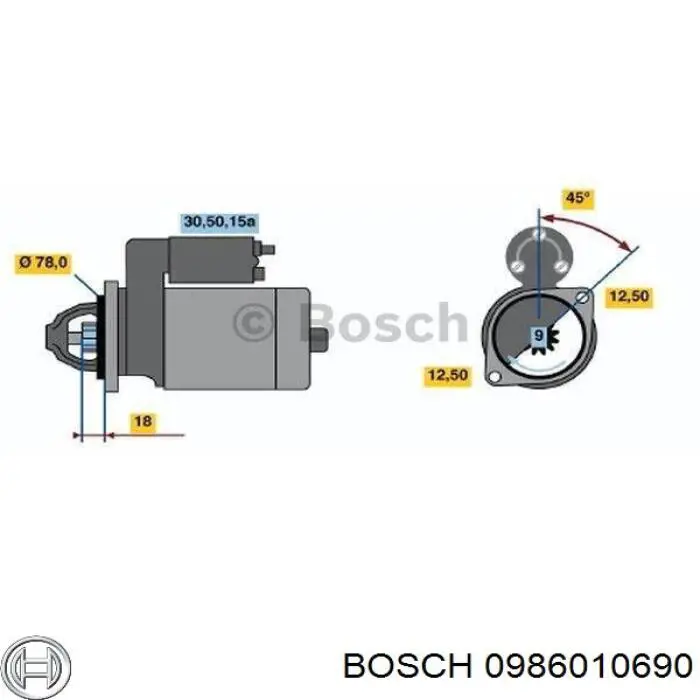 Motor de arranco 0986010690 Bosch