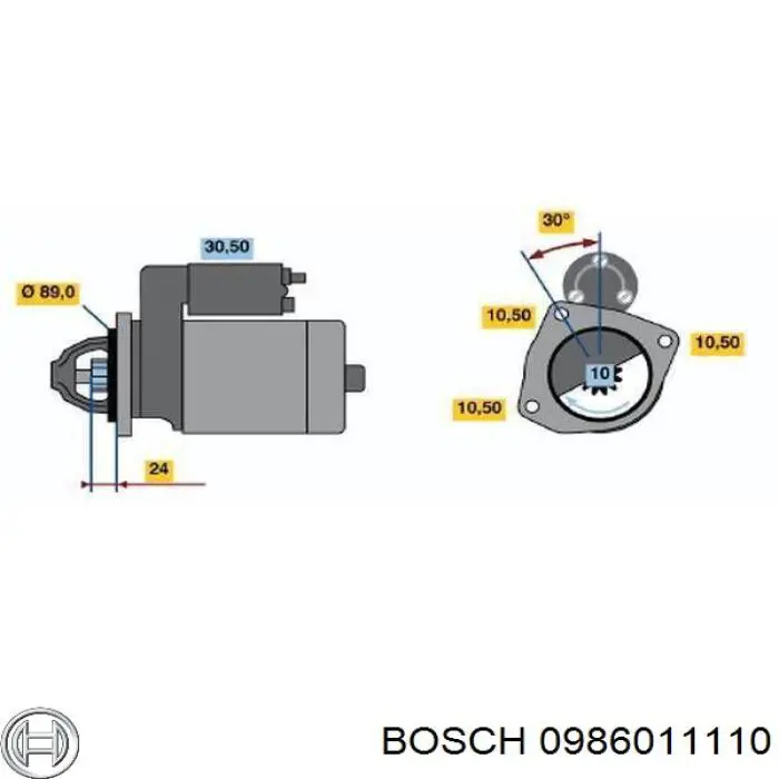 Motor de arranco 0986011110 Bosch