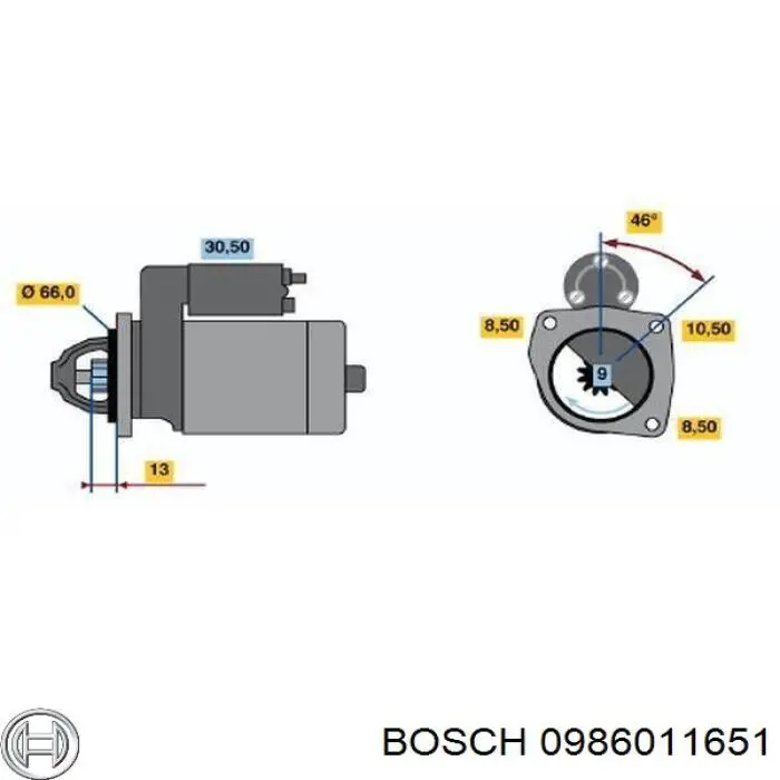 Motor de arranco 0986011651 Bosch